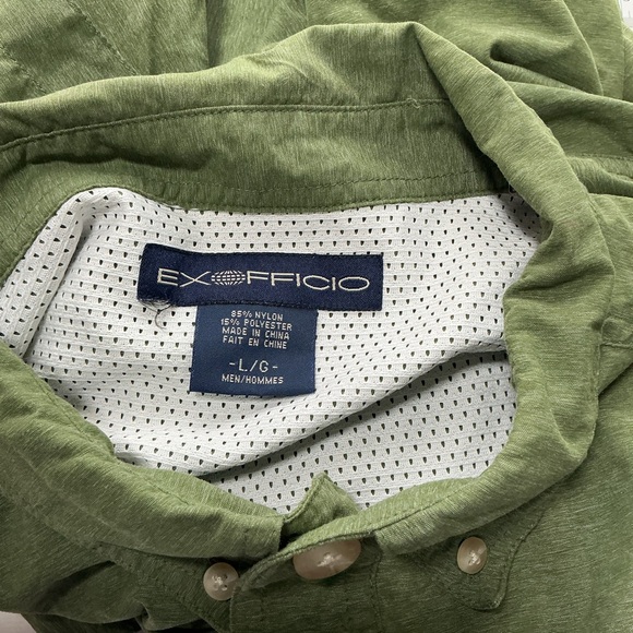 Exofficio Vented Fishing Shirt Men's Large Long Sleeve Button Front Olive Green - Picture 9 of 9